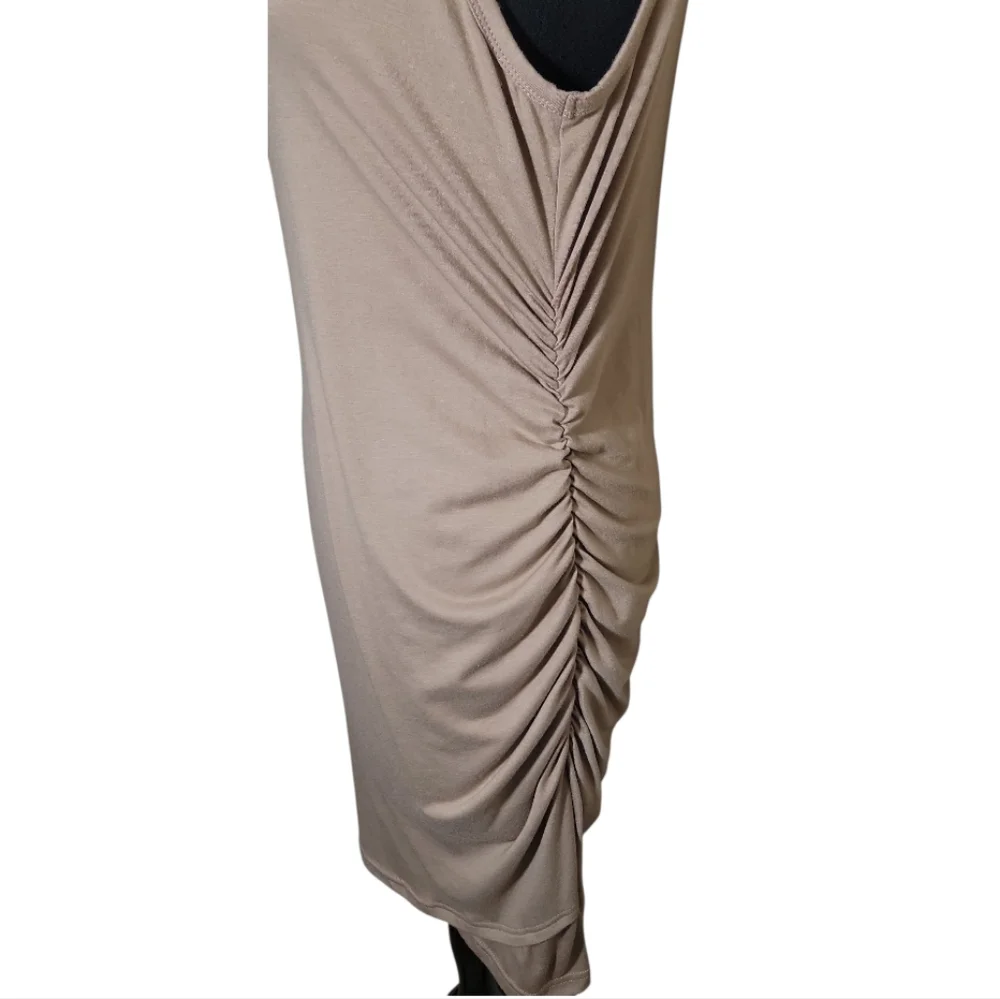 FIRM PRICE Shein tan sleeveless crew neck ruched side dress size XL - Picture 5 of 9